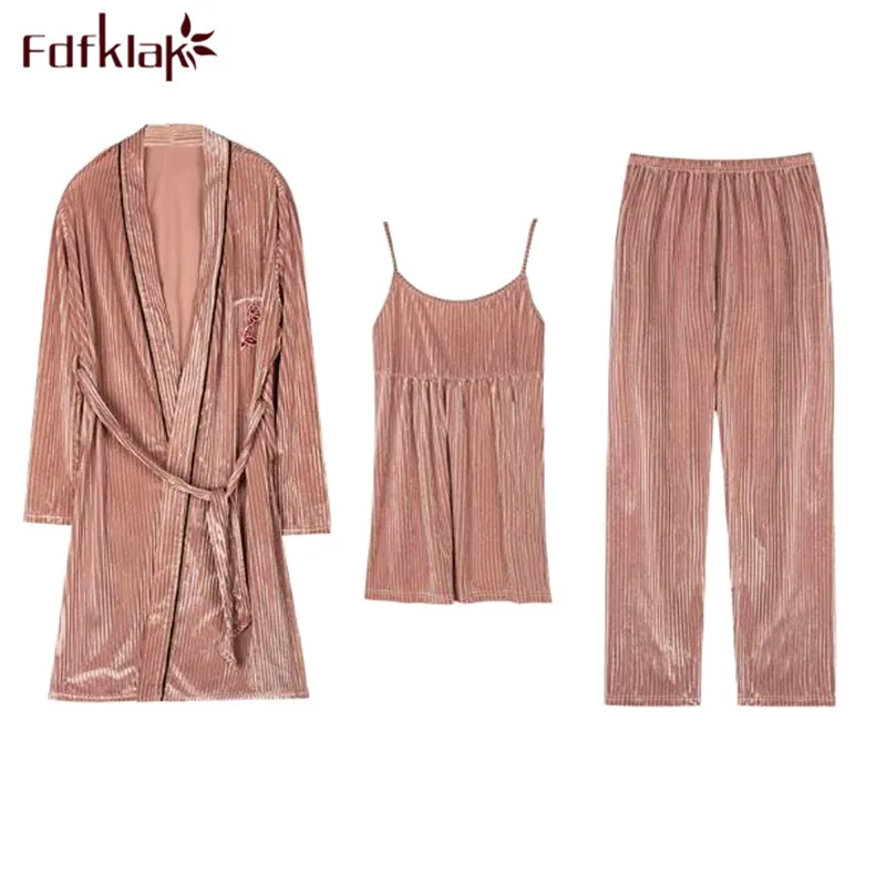 Fdfklak 3 piece pajamas women sleepwear set long sleeve fashion pajama sexy ladies home clothes gold velvet home wear pijama
Fdfklak 3 piece pajamas women sleepwear set long sleeve fashion pajama sexy ladies home clothes gold velvet home wear pijama