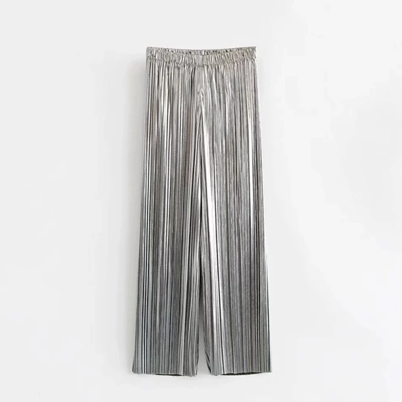 Metallic Color Pressed Pleat Women Wide Leg Pants Casual Lady Loose Pants 2019 Summer Style Comfortable Trousers P1033
Metallic Color Pressed Pleat Women Wide Leg Pants Casual Lady Loose Pants 2019 Summer Style Comfortable Trousers P1033
