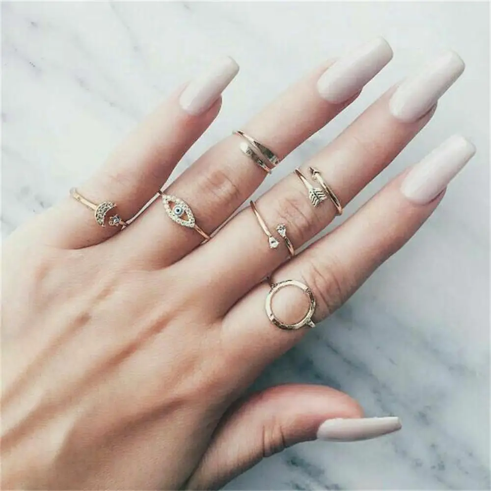 Simple Female Rings Arrow Eye Moon Star Crystal Circle Open Adjustable Joint Gold Ring Set Lady Fashion Birthday Party Jewelry
Simple Female Rings Arrow Eye Moon Star Crystal Circle Open Adjustable Joint Gold Ring Set Lady Fashion Birthday Party Jewelry