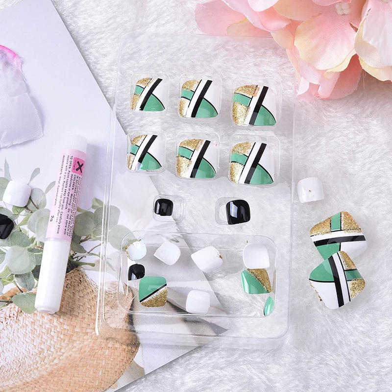 24pcs/set Mix Color Patch Foot False Nails DIY Nail Art Tools Manicure Patch With Glue Summer Cute Geometric Toe False Nails
24pcs/set Mix Color Patch Foot False Nails DIY Nail Art Tools Manicure Patch With Glue Summer Cute Geometric Toe False Nails