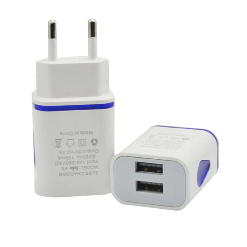 Настенный адаптер для дома и путешествий с 2 светодиодными usb-портами переменного