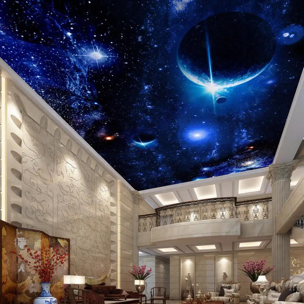 現代の壁紙 3d 壁の壁画リビングルームの天井壁画スター惑星宇宙空間カスタム壁紙写真の壁紙 3d カスタム壁紙 フォトウォールペーパー3d壁の壁画 Gooum