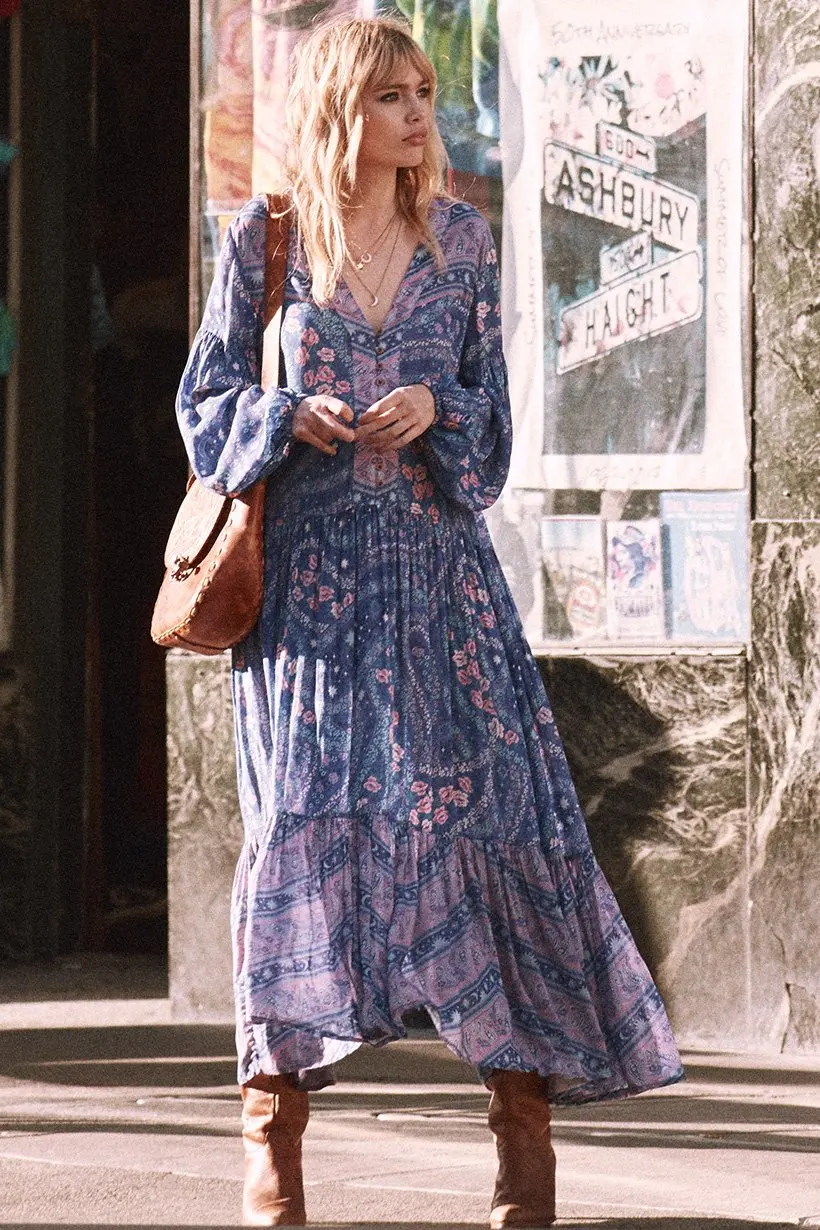 Blue Long Boho Dress 2018 Autumn V-neck Long Sleeve Bohemian Dress Loose Flower Printing Maxi Robe Femme Ete Vestidos De Fiesta
Blue Long Boho Dress 2018 Autumn V-neck Long Sleeve Bohemian Dress Loose Flower Printing Maxi Robe Femme Ete Vestidos De Fiesta