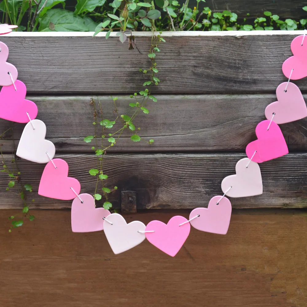 

1m heart love letter Paper Flag Party garland Decoration Banner Bunting for wedding event 12 Colors