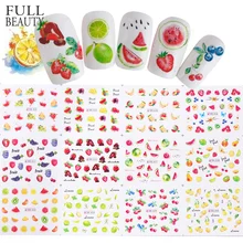 Juego de pegatinas de agua de uñas de 12 diseños de belleza completa de verano, deslizador de frutas y limón, calcomanía de transferencia de arte, colgante colorido, decoración CHBN829-840(China)