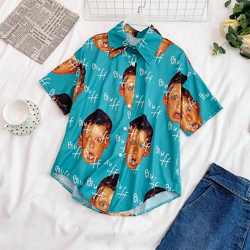 2019 New Harajuku Style Graffiti Retro Short Sleeve Loose Wild Casual Shirt Boyfriend Style Twotwinstyle Women Shirts
2019 New Harajuku Style Graffiti Retro Short Sleeve Loose Wild Casual Shirt Boyfriend Style Twotwinstyle Women Shirts