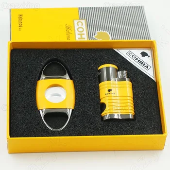 COHIBA Metal Cigar Lighter Cutter Set 4 Torch Jet Flame Butane Gas Lighters With Punch
COHIBA Metal Cigar Lighter Cutter Set 4 Torch Jet Flame Butane Gas Lighters With Punch