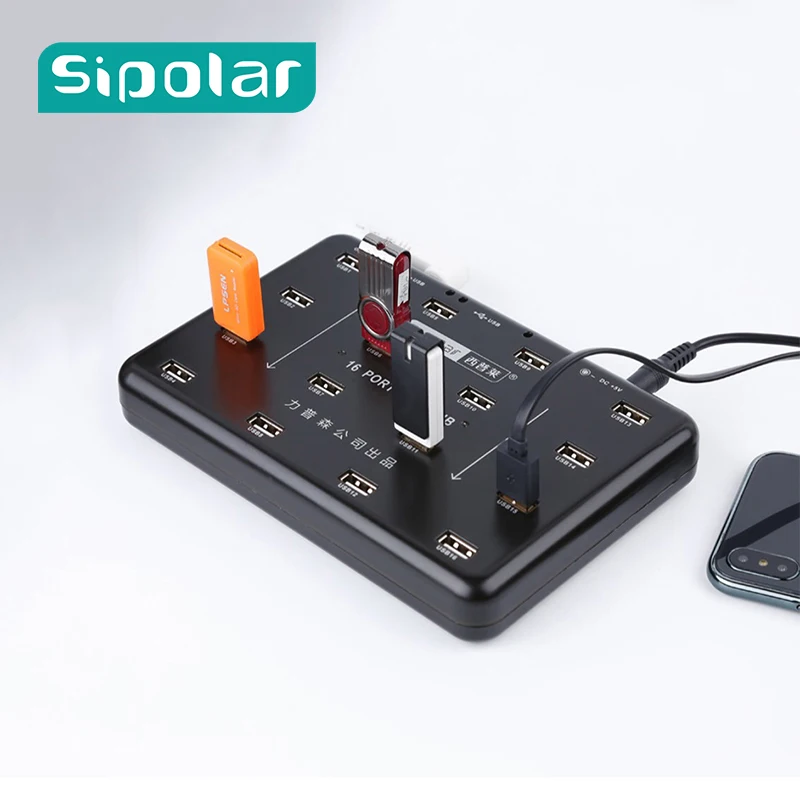 Sipolar 16 портов USB 2 0 Hub дубликатор для телефона диск тестирование данных партия