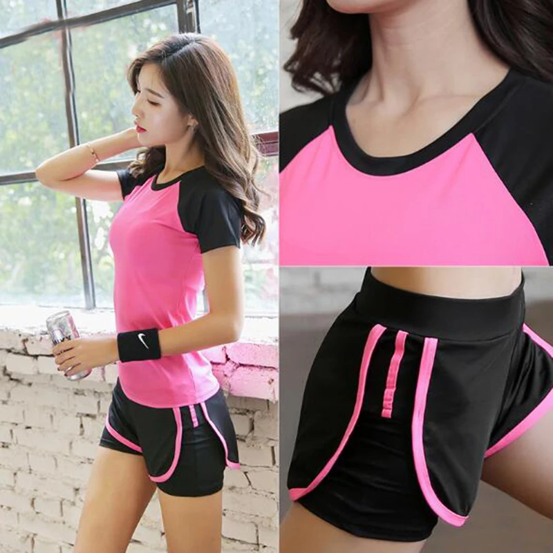 Women 2 pcs/set yoga sets T shirt+ shorts quick dry running sports suit workout clothes for women gym fitness clothing
Women 2 pcs/set yoga sets T shirt+ shorts quick dry running sports suit workout clothes for women gym fitness clothing