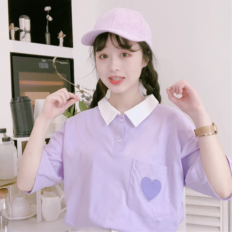 Pockets Women T-shirts Summer Preppy Style Women T-shirts All- Match Candy Color Femela Tees Heart Embroidery Femela T-shirts
Pockets Women T-shirts Summer Preppy Style Women T-shirts All- Match Candy Color Femela Tees Heart Embroidery Femela T-shirts