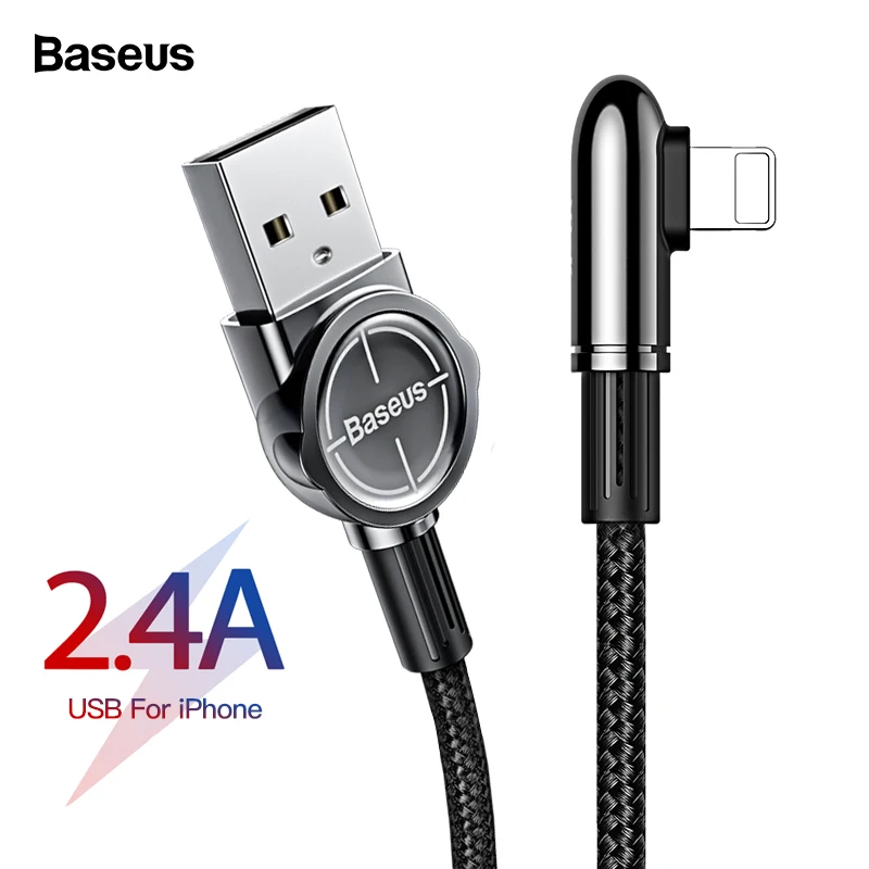 Baseus USB Cable For iPhone XS Max XR X 8 7 6 6S SE iPad 2.4A Fast Charging Charger Wire Cord 90 Degree Data Mobile Phone Cable
Baseus USB Cable For iPhone XS Max XR X 8 7 6 6S SE iPad 2.4A Fast Charging Charger Wire Cord 90 Degree Data Mobile Phone Cable