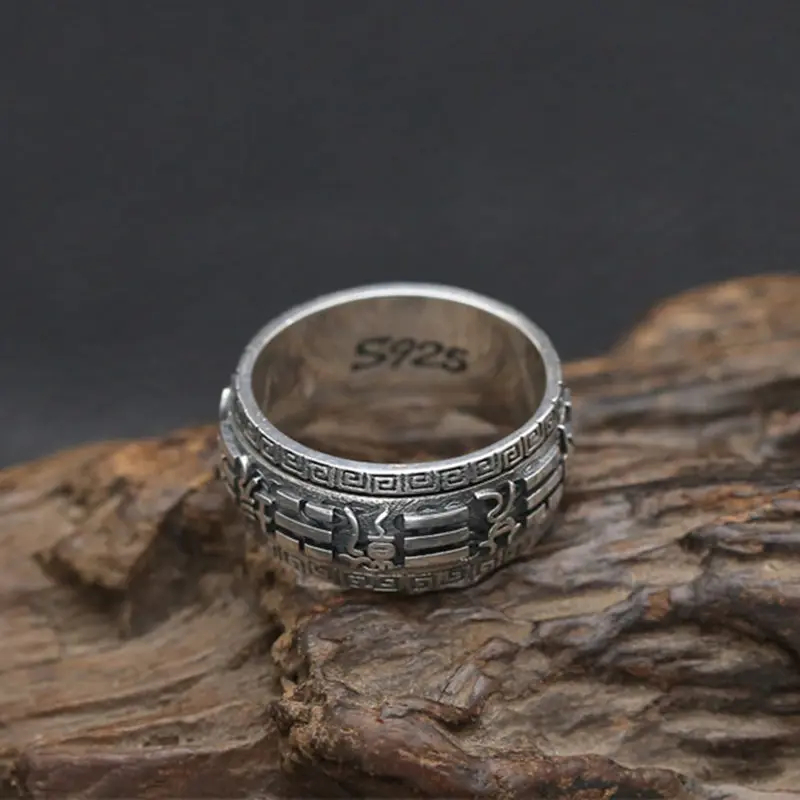 Solid 925 Sterling Silver China Bagua Rotating Spinner Rings For Men Gothic Thai Silver Jewelry Men Lucky Band Jewlery Gifts
Solid 925 Sterling Silver China Bagua Rotating Spinner Rings For Men Gothic Thai Silver Jewelry Men Lucky Band Jewlery Gifts