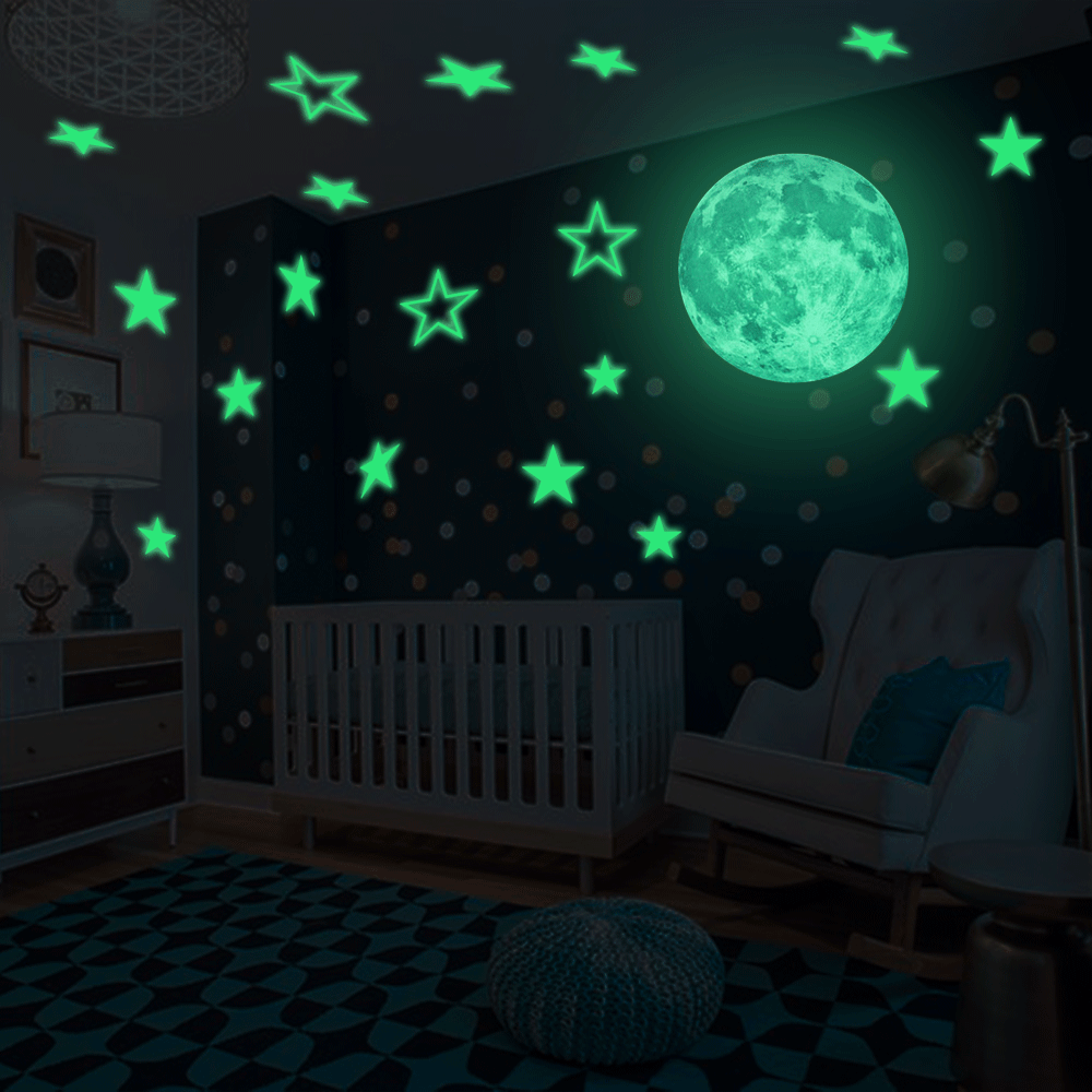3D Moon Glow Wall Stickers - Storefyi