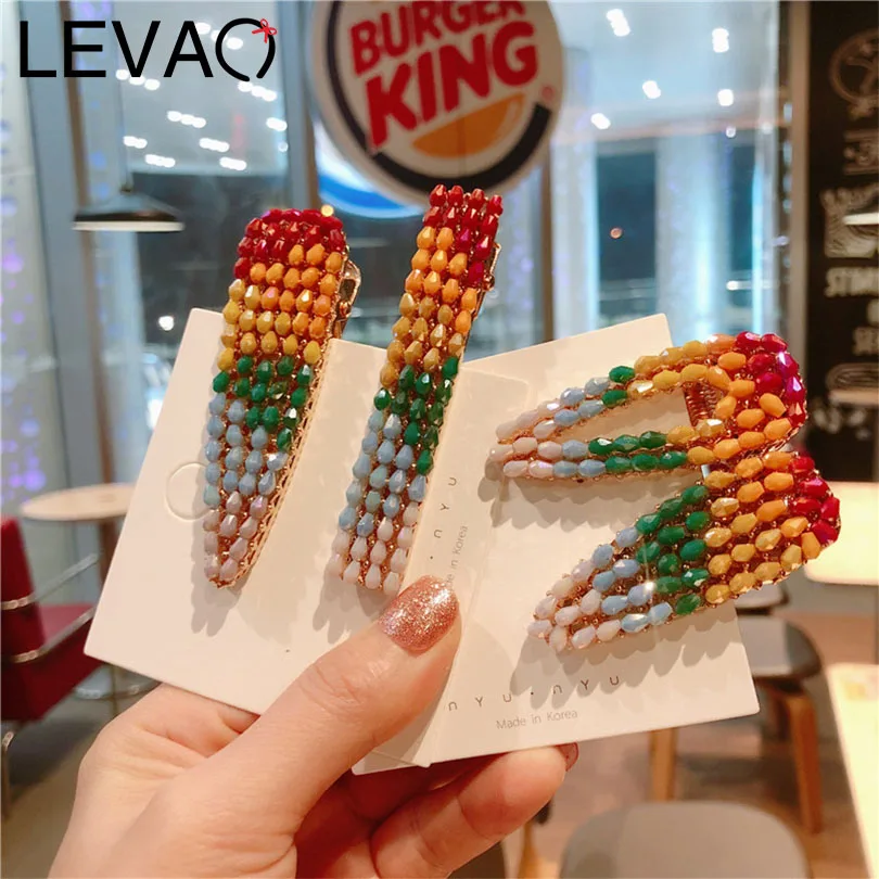 

LEVAO New Korean Multicolor Rainbow Duckbill Clip Hairpins Women Headwear Hair Clip Girls Hair Accessories Barrettes Hairgrips
