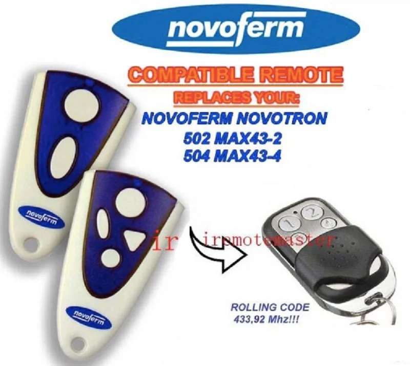 NOVOFERM NOVOTRON 504 MAX43-4 502 MAX43-2 garage door remote control rolling code duplicator
NOVOFERM NOVOTRON 504 MAX43-4 502 MAX43-2 garage door remote control rolling code duplicator