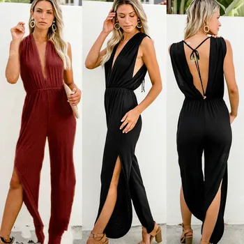 Sexy Casual Women Deep V Neck Backless Jumpsuit Playsuit Split Loose Black Long Trousers
Sexy Casual Women Deep V Neck Backless Jumpsuit Playsuit Split Loose Black Long Trousers