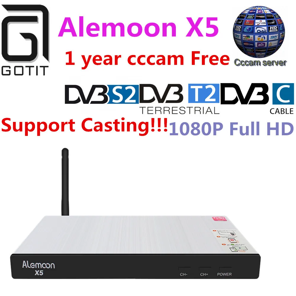 ALEMOON X5 DVB Combo decoder DVB-S2/T2/C Smart Receiver H.265 Casting + 1 year Europe Spain Poland Italy Portugal 4 CCcam Clines
ALEMOON X5 DVB Combo decoder DVB-S2/T2/C Smart Receiver H.265 Casting + 1 year Europe Spain Poland Italy Portugal 4 CCcam Clines
