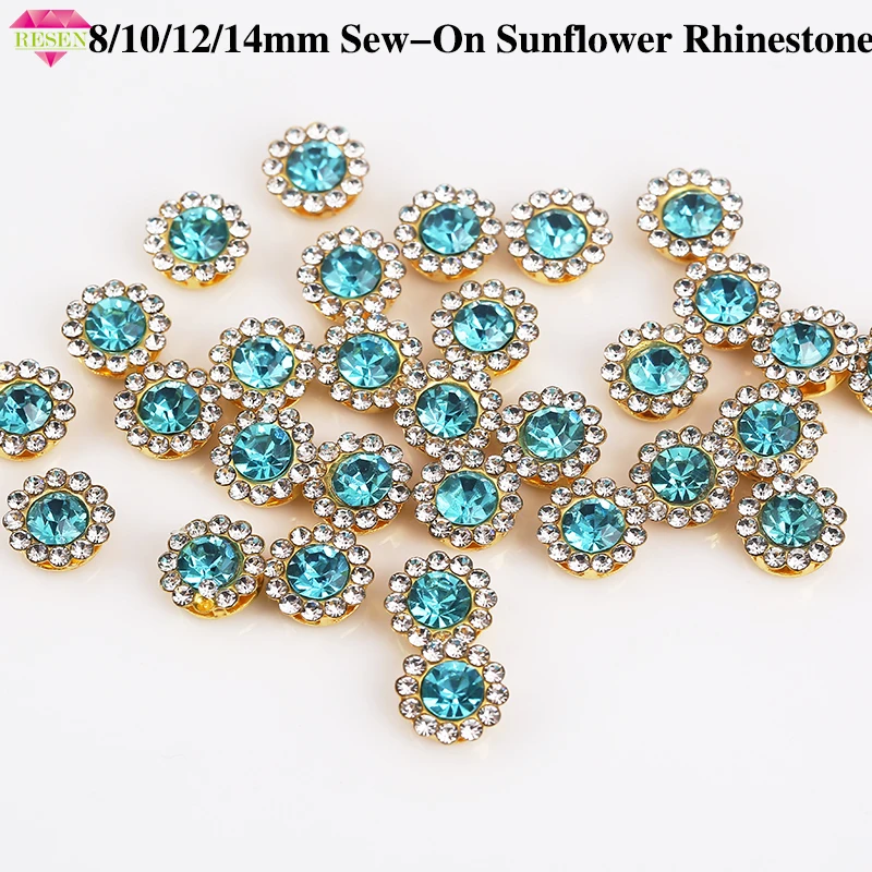 RESEN 30PCS Sewing Crystal Round Rhinestones Glass Aquamarine Sunflower Sew-on Rhinestone Crystal For Garments Shoes
RESEN 30PCS Sewing Crystal Round Rhinestones Glass Aquamarine Sunflower Sew-on Rhinestone Crystal For Garments Shoes