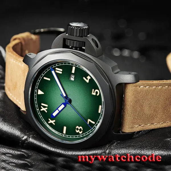 44mm Parnis green dial PVD case california Sapphire Automatic Mens watch 474D
44mm Parnis green dial PVD case california Sapphire Automatic Mens watch 474D