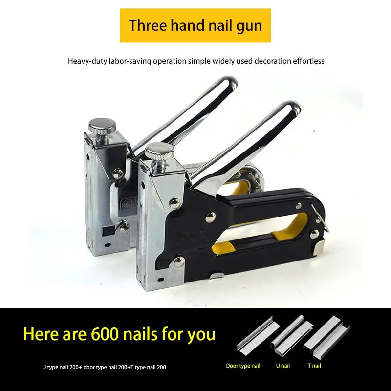 

Multitool Nail Staple Gun Furniture Stapler For Wood Door Upholstery Framing Rivet Gun Kit Nailers Rivet Tool +600pcs Nails