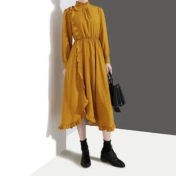 2019 New Spring Korean Thin Temperament Dot Dresses Women Waist Ruffles Vintage Dresses Fashion Autumn Dress LJ2236
2019 New Spring Korean Thin Temperament Dot Dresses Women Waist Ruffles Vintage Dresses Fashion Autumn Dress LJ2236