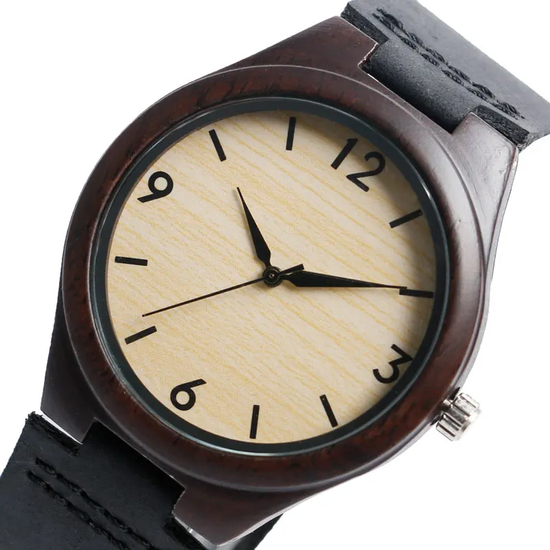 YISUYA Mens Wooden Wrist Watch Novel Bamboo Wood Creative Watches Black Genuine Leather Band Strap Quartz Males Watch relogio (8)