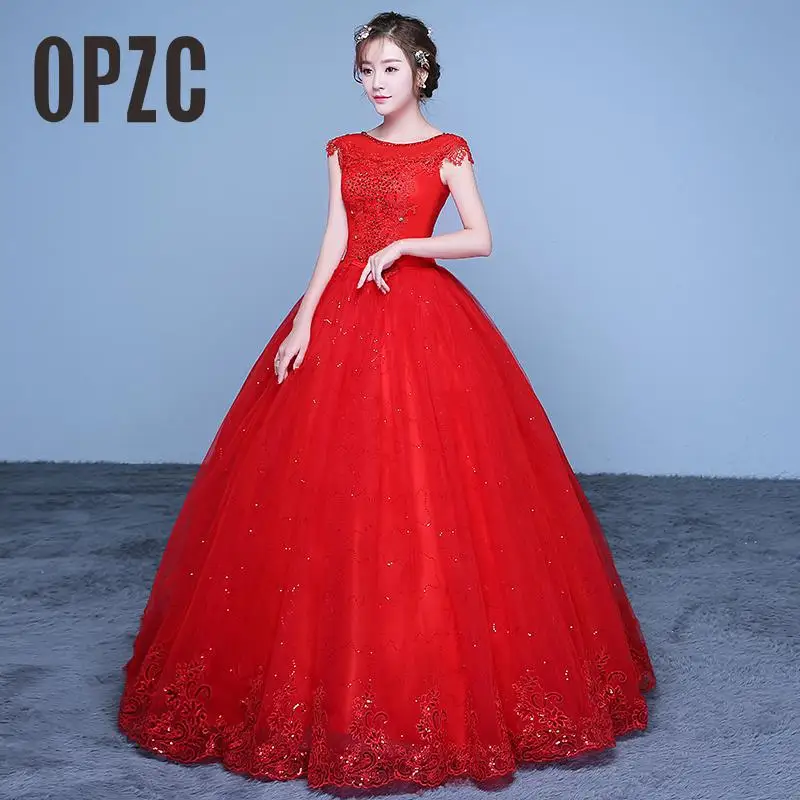 Summer Lace Sequined Red Romantic Wedding Dresses 2017 New Korean Style Simple Pricess Grown Vestidos De Novia Free shipping
Summer Lace Sequined Red Romantic Wedding Dresses 2017 New Korean Style Simple Pricess Grown Vestidos De Novia Free shipping
