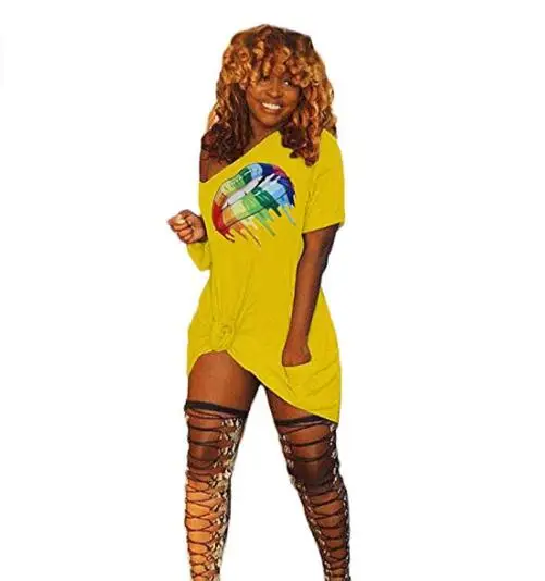 New Summer Plus Size S-XXL 3XL Women's Short Sleeve T-Shirt Dress Off Shoulder Casual Lip Printed Midi Dresses
New Summer Plus Size S-XXL 3XL Women's Short Sleeve T-Shirt Dress Off Shoulder Casual Lip Printed Midi Dresses