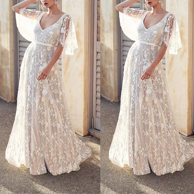 Lace Floral Embroider Dress Off Shoulder See-through Long Maxi Dress Mid-Length Short Sleeve Dress
Lace Floral Embroider Dress Off Shoulder See-through Long Maxi Dress Mid-Length Short Sleeve Dress