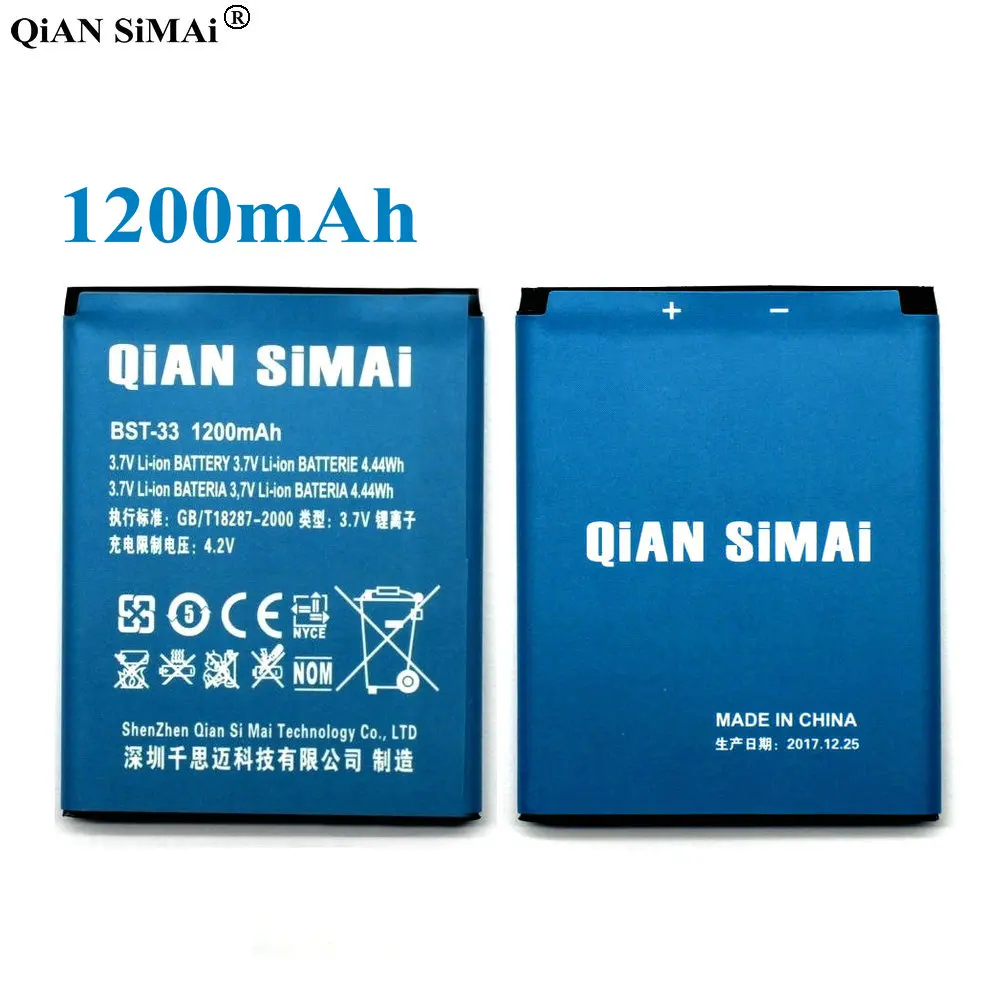 QiAN SiMAi High Quality BST-33 1200mAh Battery For Sony Ericsson K530 K790 K790i K790C K800 K800i K810i K818C W595C
QiAN SiMAi High Quality BST-33 1200mAh Battery For Sony Ericsson K530 K790 K790i K790C K800 K800i K810i K818C W595C