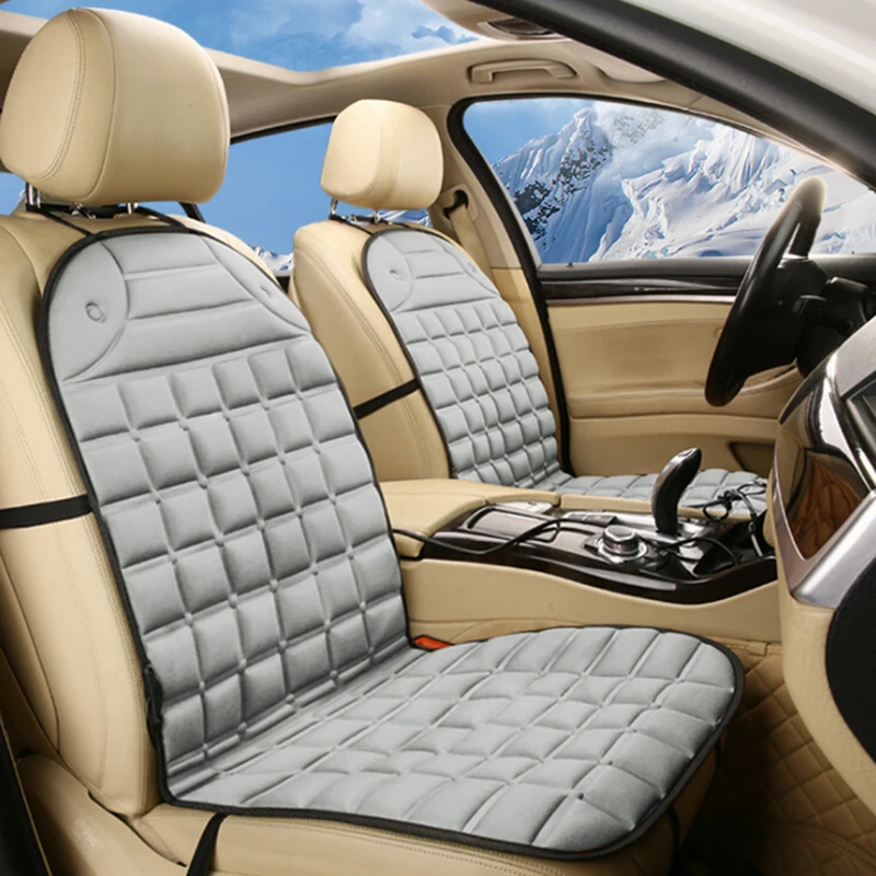 2 Pcs/Pair Winter Car Heated Pad Car Heated Seats Cushion Electric Heating Pad Car Seat Covers Black Gray