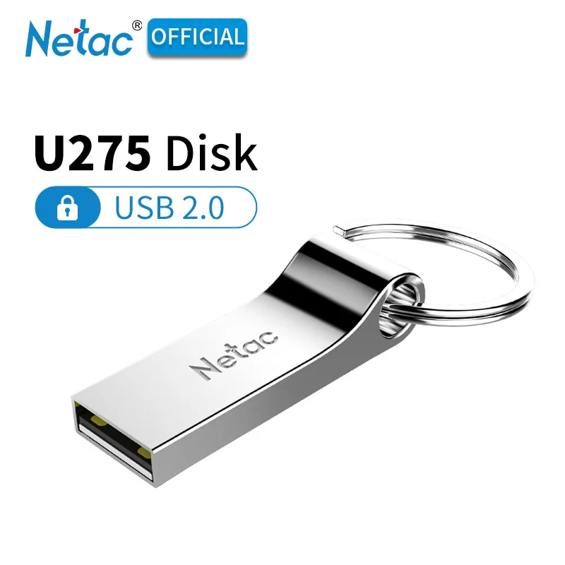 

Netac U275 USB 2.0 Flash Drive With Key Ring 8GB 16GB 32GB Aluninum Alloy Stick USB2.0 8 16 32 GB Metal Pendrive Sliver U Disk