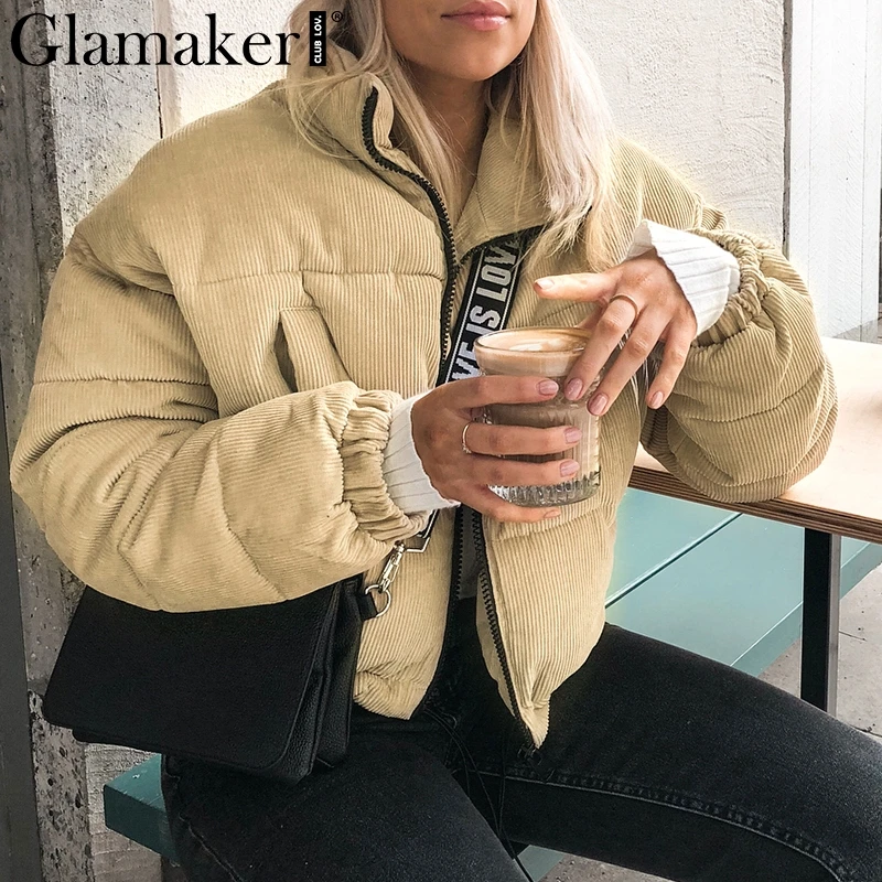 Glamaker Summer khaki warm corduroy thick padded Coat asual soft drawstring parka 2018 Women fashion lapel streetwear overcoat
Glamaker Summer khaki warm corduroy thick padded Coat asual soft drawstring parka 2018 Women fashion lapel streetwear overcoat