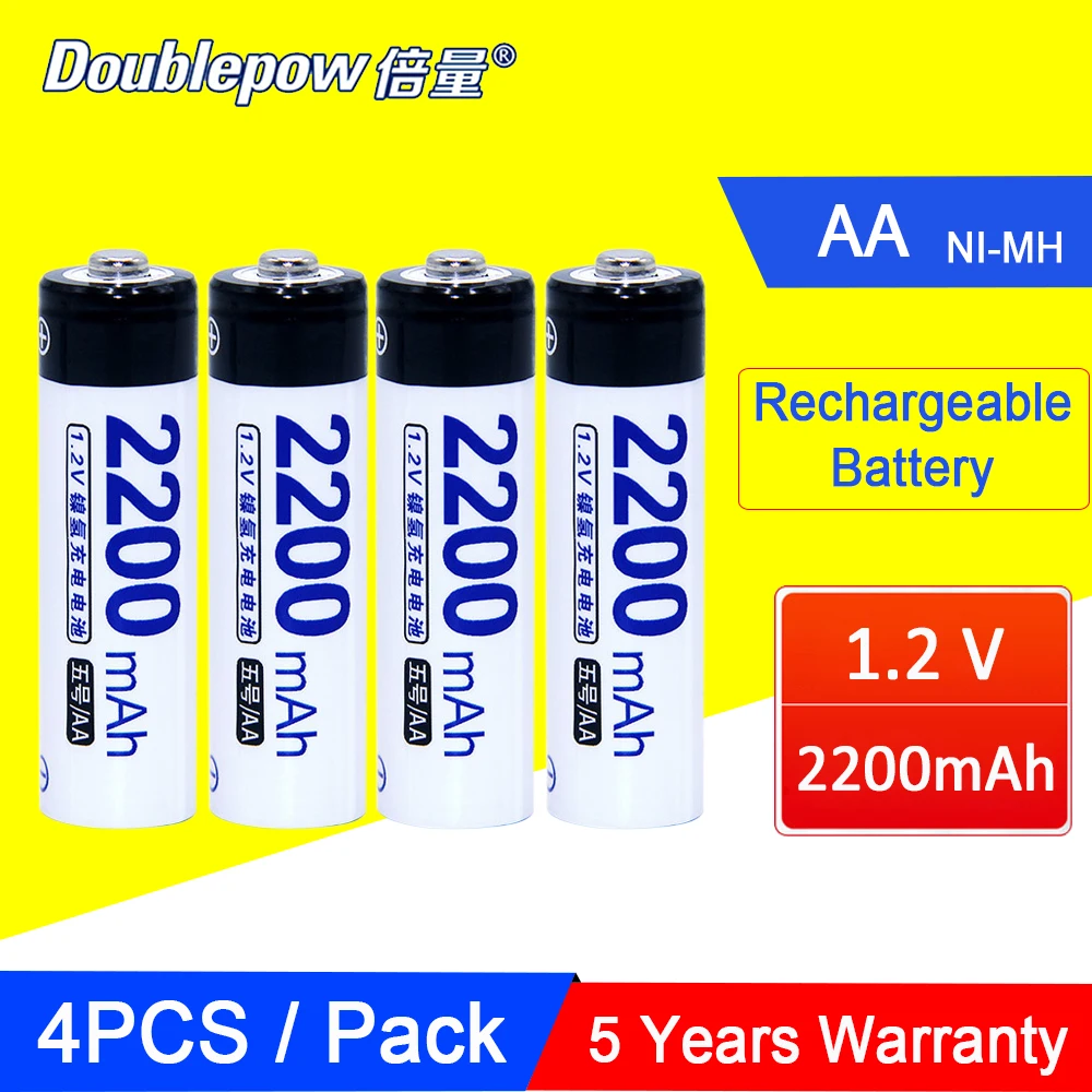 4PCS 1.2V AA Rechargeable Battery 2A 5# Actual Capacity 2200mAh NI-MH Pre-charged Batteries; With 1 Battery Hold Case Box
4PCS 1.2V AA Rechargeable Battery 2A 5# Actual Capacity 2200mAh NI-MH Pre-charged Batteries; With 1 Battery Hold Case Box