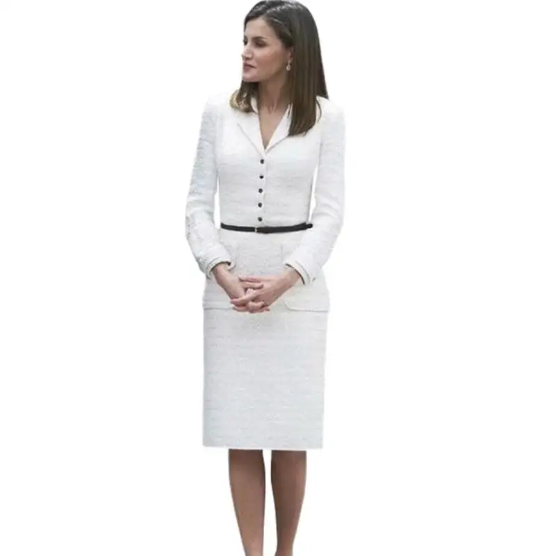 Women Dress 2019 High Quality Designer Runway Notched Neck Long Sleeve Tweed Work Dress White Casual Dresses NP0247C
Women Dress 2019 High Quality Designer Runway Notched Neck Long Sleeve Tweed Work Dress White Casual Dresses NP0247C