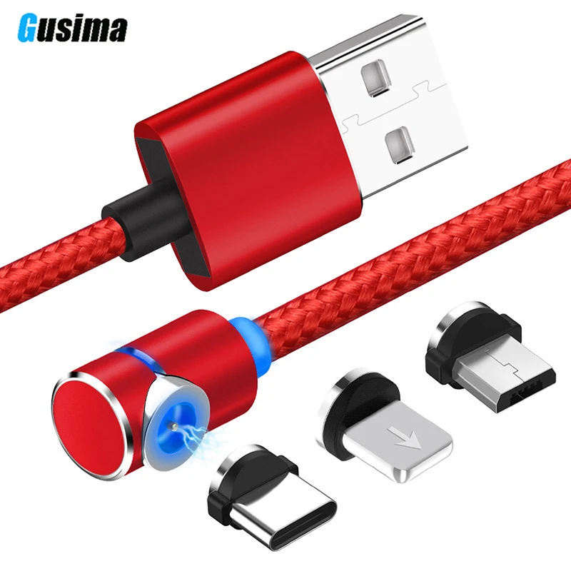 Магнитный кабель Gusima Micro usb type C для iPhone осветительный 1 м 2 2.5A провод быстрого