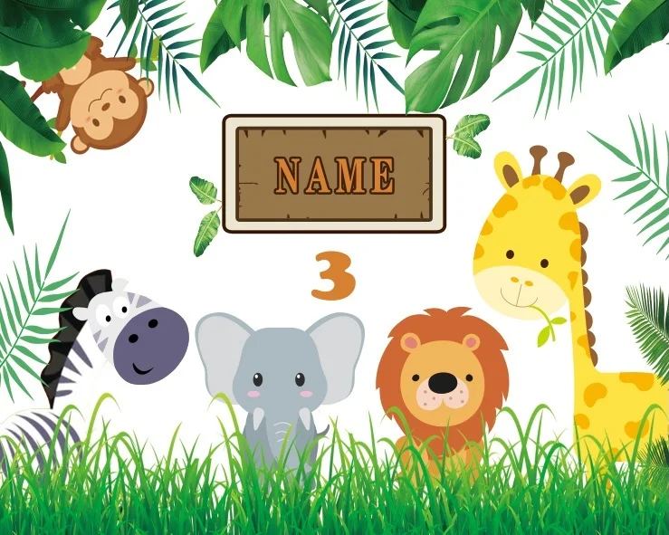 Safari Animals Poster 100*80CM Customized NAME and Years Birthday Poster Green Forest Animals giraffe zebra lion tiger Party
Safari Animals Poster 100*80CM Customized NAME and Years Birthday Poster Green Forest Animals giraffe zebra lion tiger Party