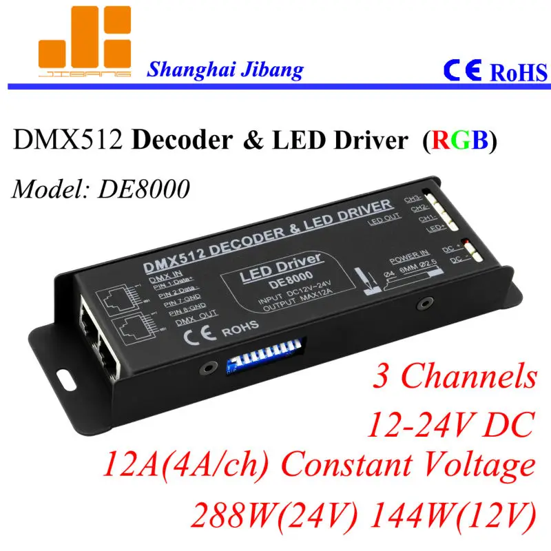 Free Shipping DMX Driver, RGB DMX decoder,Dipwitch, 3CH/12V-24V/12A/288W pn:DE8000
Free Shipping DMX Driver, RGB DMX decoder,Dipwitch, 3CH/12V-24V/12A/288W pn:DE8000