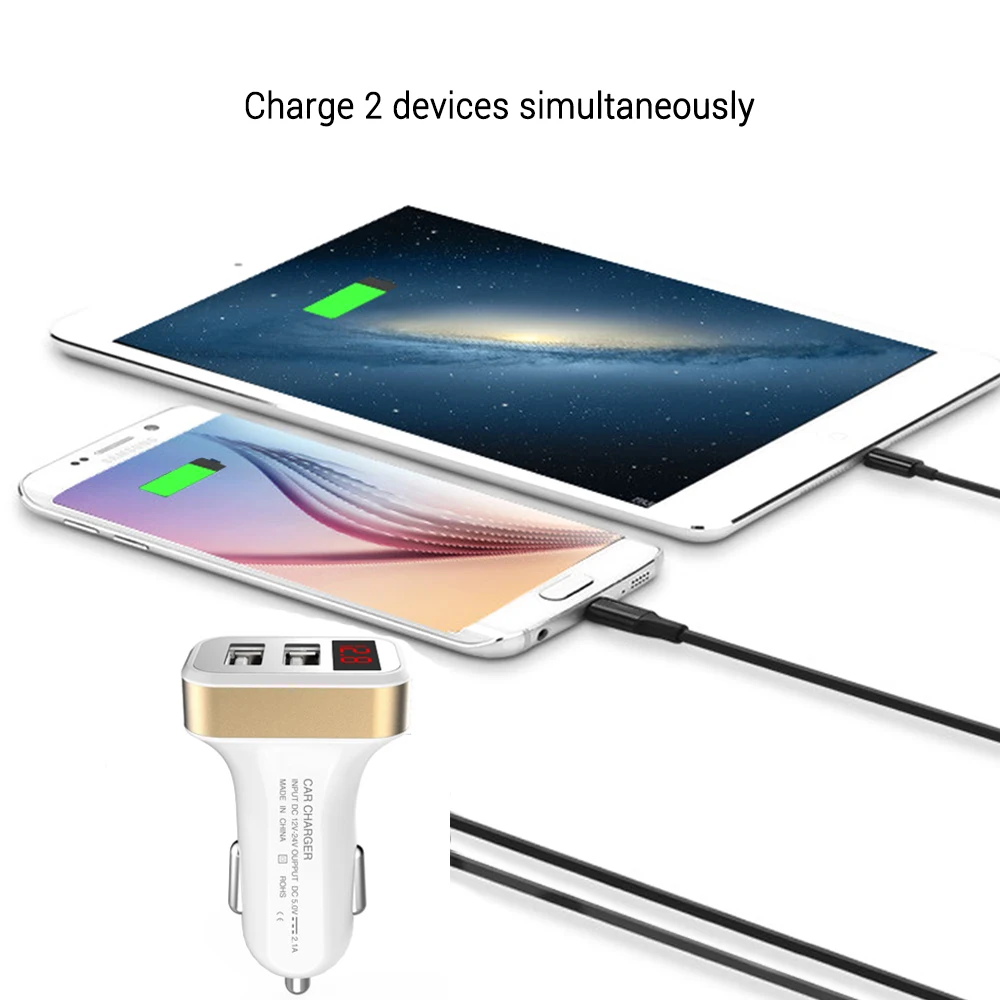 Автомобильное зарядное устройство с двумя USB портами 2 1 А|Устройства для
