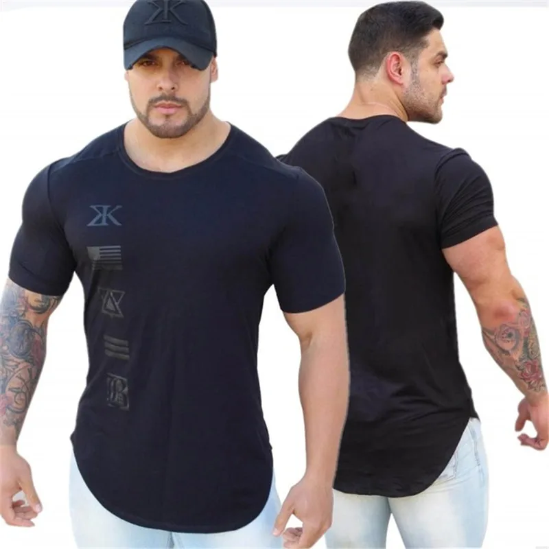 

2021 NEW Running Brand clothing sports Fitness t Shirt Bodybuilding male Short sleeve t Shirt Slim Cotton men Sports T-shirt