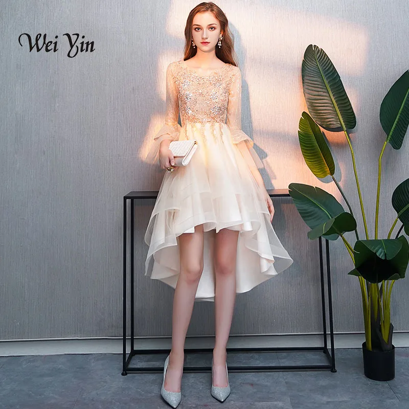 weiyin Short Asymmetrical Evening Dress Lace Appliques Short Front Long Back Prom Gown Dress Elegant Robe De Soiree WY855
weiyin Short Asymmetrical Evening Dress Lace Appliques Short Front Long Back Prom Gown Dress Elegant Robe De Soiree WY855