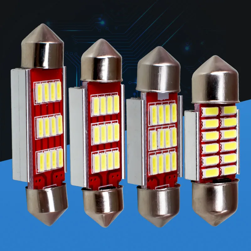100 шт. светодиодный гирлянда 31 мм 36 39 41 C5W 12SMD 4014 CANBUS без ошибок автомобильный