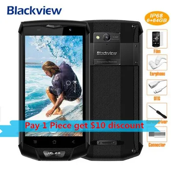 

(24 Hours Shipping) Blackview BV8000 Pro IP68 Waterproof MT6737T 5.0"FHD Android 7.0 Phone 6+64GB 16MP cellphone