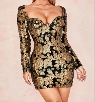 Elegant spring autumn women dress evening party dresses vestidos black gold long sleeve strapless sequins bodycon bandage dress
Elegant spring autumn women dress evening party dresses vestidos black gold long sleeve strapless sequins bodycon bandage dress