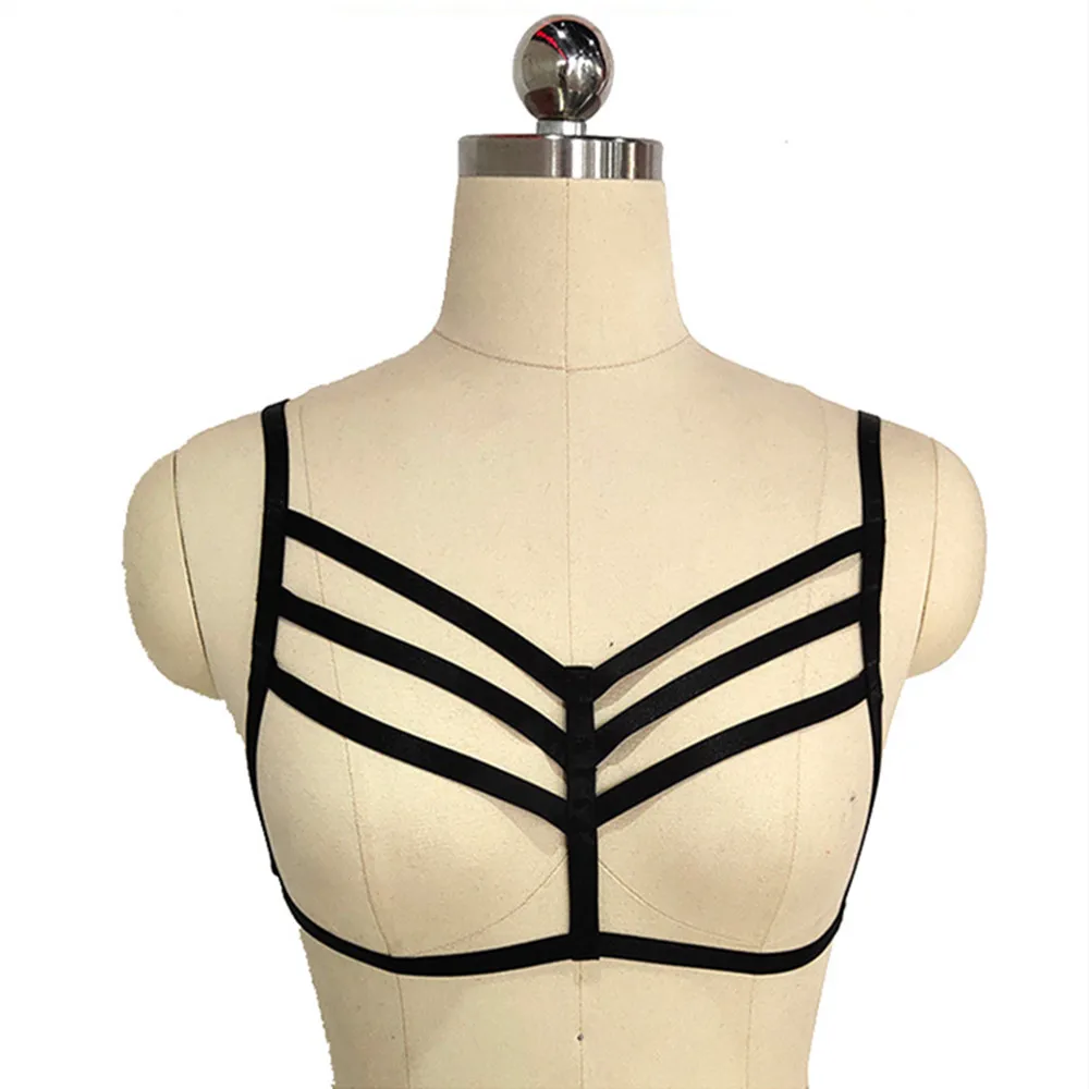 Female Sexy Strap Bra Lingerie Elastic Harness Belt Clubwear Cupless Chest Bandage Adjustable S-XL Erotic Underwear for Women