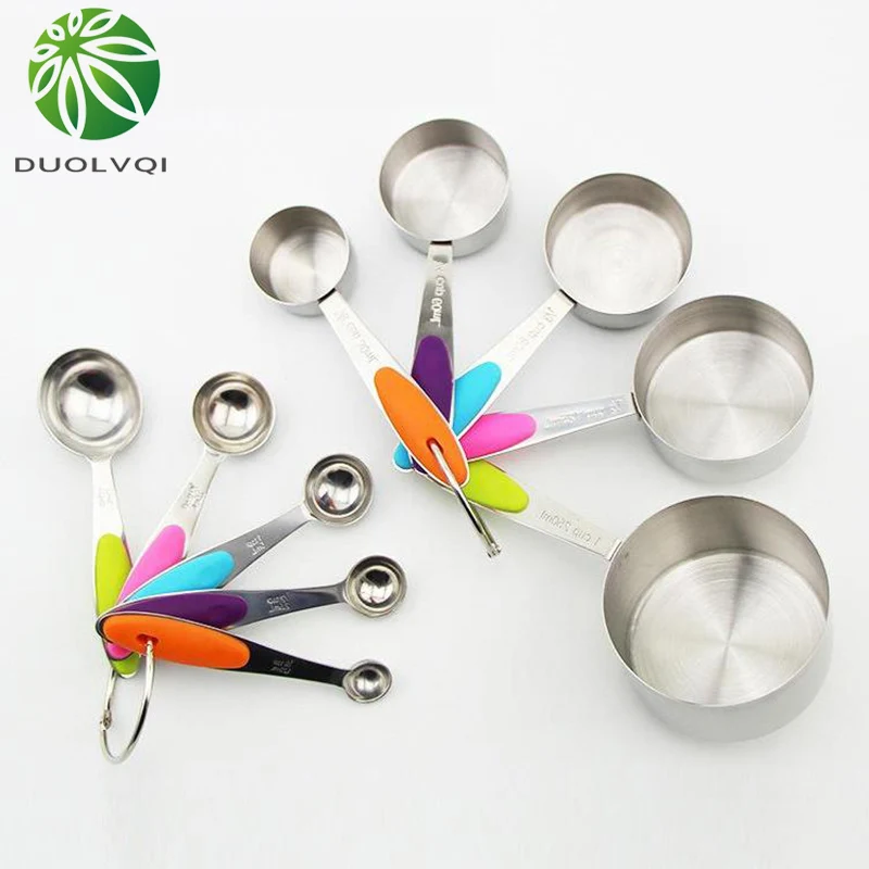 Duolvqi 10pcs/Lot Durable Kitchen Cooking Baking Measuring Cups And Spoons Stainless Steel Measuring Tools With Silicone Handle
Duolvqi 10pcs/Lot Durable Kitchen Cooking Baking Measuring Cups And Spoons Stainless Steel Measuring Tools With Silicone Handle