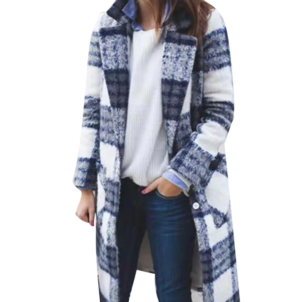Fashion Womens Lapel Easy Lattice Woollen Cloth Long Loose Coat Overcoat spring Lapel long sleeve coat
Fashion Womens Lapel Easy Lattice Woollen Cloth Long Loose Coat Overcoat spring Lapel long sleeve coat