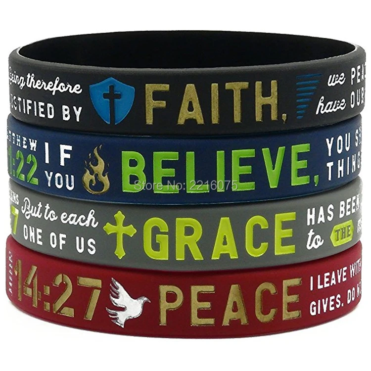 100 шт. силиконовые браслеты с надписью Faith Believe Peace Grace бесплатная доставка через