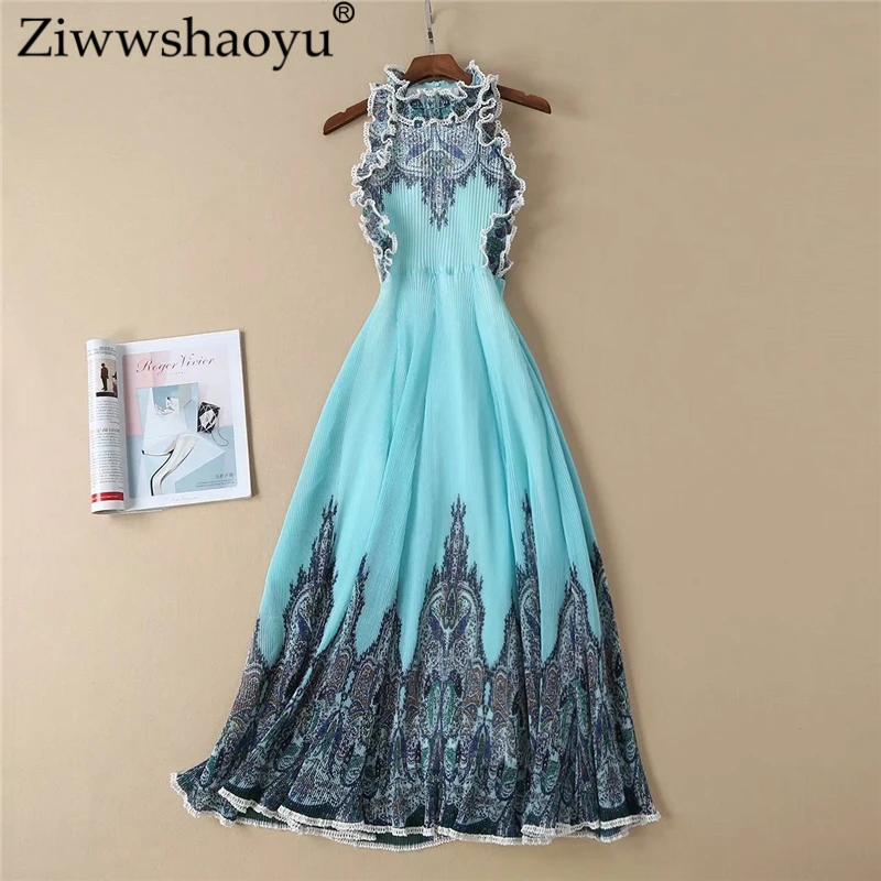 Ziwwshaoyu Summer Designer Party Dress Women's High Quality Sleeveless Printed Halter Neck Ruffle Draped Midi Robe Femme Ete
Ziwwshaoyu Summer Designer Party Dress Women's High Quality Sleeveless Printed Halter Neck Ruffle Draped Midi Robe Femme Ete