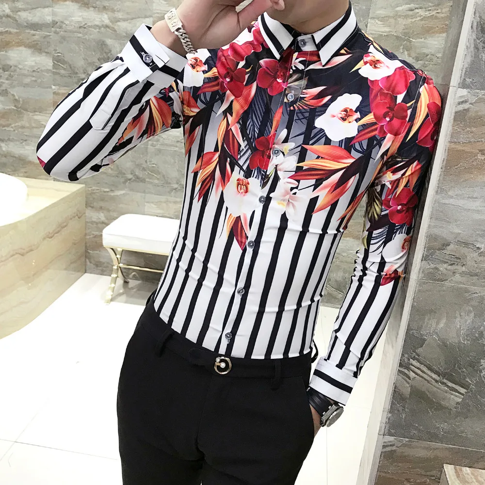 High Quality Shirt Men 2019 New Gentlemen Dress Men Shirt Long Sleeve Slim Fit Print Mens Casual Shirts Night Club Prom Tuxedo 
High Quality Shirt Men 2019 New Gentlemen Dress Men Shirt Long Sleeve Slim Fit Print Mens Casual Shirts Night Club Prom Tuxedo